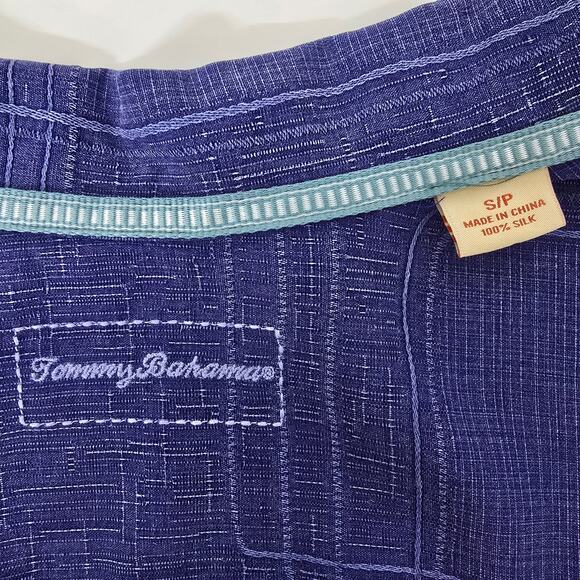 Tommy Bahama Silk Camp Shirt Men S Geometrical Print Short Sleeve Royal Blue - Picture 11 of 13